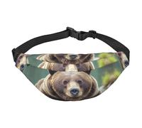 Grizzly Bear Sac banane pour homme et femme - Sac banane à bandoulière pour partout - Sac banane avec sangle réglable - Sac de poitrine décontracté pour la randonnée en plein air - Noir - Taille