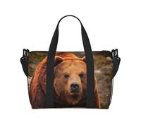 Grizzly Bear Sac fourre-tout portable pour femme avec imprimé ours Convient pour les entraînements de gym, les trajets et les voyages