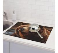 Grizzly Bear Tapis de séchage pour comptoir de cuisine en microfibre absorbant réversible lavable 45,7 x 61 cm, facile à nettoyer pour la décoration de la maison, de la cuisine, de la salle à manger