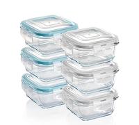 Grizzly Boîte Alimentaire en Verre Hermétiques avec Couvercles Lot de 6 Carrées 320 ml- Boîtes Conservation Sans BPA