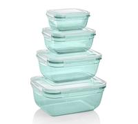 Grizzly Boites Alimentaires avec Couvercles Hermétiques à Clips - Lot de 4 - Conservation des Aliments - Étanche et antifuite - Sans BPA (Rectangulaire - 1x(400, 800, 1400, 2300) ml, Vert Menthe)