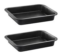 Grizzly lot de 2 Plats à Four Acier Revêtu Revêtement Antiadhésif Rectangulaire Noir 32 x 25 x 5 cm