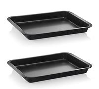 Grizzly lot de 2 Plats à Four Acier Revêtu Revêtement Antiadhésif Rectangulaire Noir 40 x 29 x 4 cm