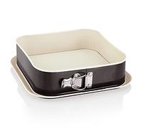 Grizzly Moule à charnière antiadhésif avec protection antifuite 24 x 24 cm Noir/crème Moule à gâteau carré à bord haut