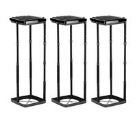 Grizzly Porte-sac, 3x porte sac poubelle avec couvercle noir, système enfichable réglable en hauteur avec anneau de serrage, pour sacs poubelles de différentes tailles de 25-120 litres