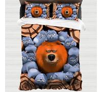 Grizzy Lemmings Parure de lit pour enfant avec housse de couette 135 x 200 cm et 2 taies d'oreiller, motif de dessin animé, pour garçon