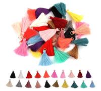 GRK 60 pièces Mini pendentifs à Pompon en Coton Faits à la Main 3 cm Mini Glands Glands colorés pour Bijoux à bricoler soi-même Boucles d'oreilles Artisanat Bracelets Porte-clés