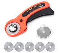 GRKB Cutter Rotatif avec 5 Lames en Acier Inoxydable & Fermeture De Sécurité 45mm Cutter Rotatif Ergonomique en Tissu, Idéal pour La Couture & Le Bricolage Accessoires De Couture