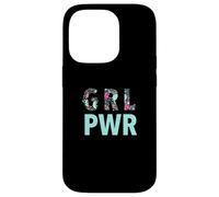 GRL PWR Power Girl Empowerment Cute Floral Pattern Artwork Coque pour iPhone 14 Pro