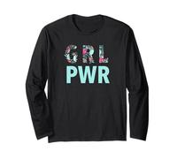 GRL PWR Power Girl Empowerment Cute Floral Pattern Artwork Manche Longue