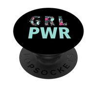 GRL PWR Power Girl Empowerment Cute Floral Pattern Artwork PopSockets PopGrip Adhésif