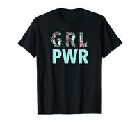 GRL PWR Power Girl Empowerment Cute Floral Pattern Artwork T-Shirt