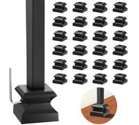 GRMIKBU GB05 Lot de 24 chaussures plates en fer forgé livrées avec des vis pour balustres carrés de 1,27 cm Noir satiné