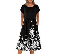 GRMLRPT Robe Longue Femme Chic Maxi Dress Manches Courtes à Motifs Imprimés Style Décontracté Tenue pour Été Plage Vacances Voyage Estivale