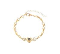 Grmpt Bracelet plaqué or en forme de cœur creux pour femme avec inscription « I Love You » en 100 langues, Moderate type, Alliage, Pas de gemme