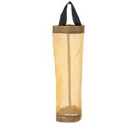 Grocery Bag Organizer | Hanging Storage Holder for Plastic Bags | Kitchen Management with Bottom Opening | Space Saving Mesh Container for Reusing (Yellow)