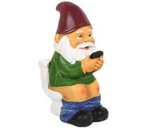 Groches de jardin drôle 5 '' Tall Naughty Gnome Garden Gnome Statue Assis sur les toilettes Lire Téléphone Resin imperméable Résine à moitié nue Gnomes Decor for Patio Yard Lawn Style 1 Funny, Naught