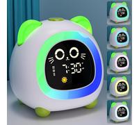 Groclock Réveil et veilleuse pour enfants et tout-petits, garçons, filles, entraînement au sommeil, réveil avec changement d'émotion, alarmes, alimentation USB