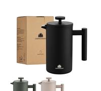 Groenenberg Cafetière à piston colorée | French Press avec filtres de rechange | 0,6 ou 1 litre | Cafetière a Piston en acier (inox) (Black, 600 ml)