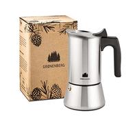 Groenenberg Cafetiere italienne induction 200 ou 300 ml | Cafetière italienne en acier inox avec tamis de réduction I Moka pour 4 ou 6 tasses d'espresso délicieux (4 Tasses (200ml))