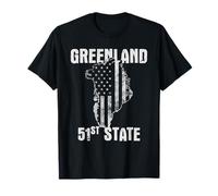 Groenland 51e État Distressed USA Drapeau Carte Silhouette T-Shirt