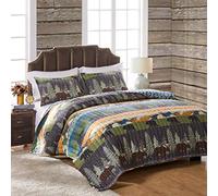 Groenland Home Ours Noir Lodge Parure de lit 1 Personne, Multicolore, Jumeau