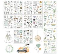 GROFIS 293 Pièces Stickers Mariage, Autocollants de Mariage Vintage, Stickers Scrapbooking Mariage pour Décoration Album Photo Livre d'or Mariage, Autocollants Faire Part