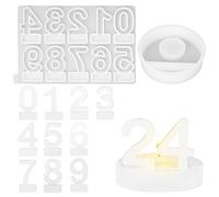 GROFIS Lot de 2 Moule Bougie Silicone, Bricolage 3D Moules pour Bougies avec Nombre et Chandelier, Antiadhésifs Moule a Bougie pour Décoration Maison Aanniversaire Mariage (Numéros 0-9)