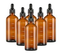 GROFIS Lot de 6 Flacon Pipette 100ml, Petit Flacon en Verre Ambré, Flacons Compte-gouttes avec 2 Pipette Mesurée 2 entonnoir 1 Etiquettes, Verre Dropping Bottles pour Huiles Essentielles Parfums