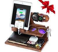 Grogife Cadeaux pour hommes, anniversaire, table de chevet, idées d'anniversaire pour papa, père, frère, anniversaire de Noël, cadeau pour homme pour lui, téléphone en bois, tablette pour montres