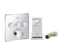 Grohe 29149000 Smartcontrol Mitigeur Encastrés 3 Sorties, Chrome & Coude à Encastrer 1/2 Pouces Euphoria Cube 26370000, Argent (Import Allemagne)
