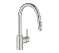 GROHE Concetto Mitigeur monocommandé pour évier, saillie 223mm, haut, extractible, pivotant, Easy Docking, 31483DC2, Couleur: acier super