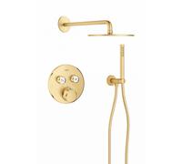 Grohe - Adema Rise ensemble de douche pluie - douche de tête 25 cm - bras mural courbé 38 cm - sans douchette - cool sunrise brossé SW1244354/SW354643/SW105953