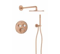 Grohe - Adema Rise ensemble de douche pluie - douche de tête 25 cm - bras mural courbé 38 cm - sans douchette - warm sunset brossé SW354624/SW1244353/SW105953