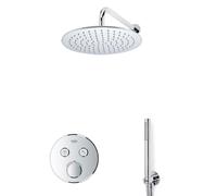 Grohe - Adema Rise Ensemble de douche pluie encastré - 2 fonctions - avec pomme de douche Adema Rise 25cm - douchette sur barre - bras mural - thermostat encastré Grohe Grohtherm - chrome sw105953 SW1