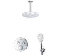 Grohe - Adema Rise Ensemble de douche pluie encastré - 2 fonctions - avec pomme de tête Adema Rise 20cm - douchette ronde - bras de plafond - thermostat encastré Grohe Grohtherm - chrome sw105953 SW10