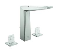 Grohe Allure Brilliant Private Collection Mélangeur lavabo 3 trous, L-Size, saillie 149mm, White Attica Ceasarstone, vidage à tirette, 20668DC0, Couleur: acier super