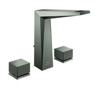 Grohe Allure Brilliant Private Collection Mélangeur lavabo 3 trous, L-Size, saillie 150mm, structure moletée, vidage à tirette, 20670AL0, Couleur: graphite dur brossé
