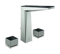 Grohe Allure Brilliant Private Collection Mélangeur lavabo 3 trous, L-Size, saillie 150mm, Vanilla Noir Caesarstone, bonde à tirette, 20672DC0, Couleur: acier super