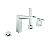 Grohe Allure Brilliant Private Collection Mitigeur monocommandé 4 trous pour bain, saillie 198mm, montage sur bord de baignoire, poignée avec structure de bordure, 29523DC0, Couleur: acier super