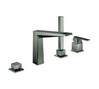 Grohe Allure Brilliant Private Collection Mitigeur monocommandé 4 trous pour bain, saillie 198mm, montage sur bord de baignoire, poignée avec structure de bordure, 29523AL0, Couleur: graphite dur bros