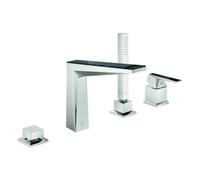 Grohe Allure Brilliant Private Collection Mitigeur monocommandé 4 trous pour bain, saillie 198mm, montage sur bord de baignoire, poignée avec Vanilla Noir Ceasarstone, 29527DC0, Couleur: acier super