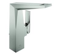 Grohe Allure Brilliant Private Collection Mitigeur monocommandé pour lavabo, L-Size, saillie 125mm, structure moletée, vidage à tirette, 24400DC0, Couleur: acier super