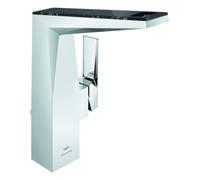 Grohe Allure Brilliant Private Collection Mitigeur monocommandé pour lavabo, L-Size, saillie 125mm, Vanilla Noir Caesarstone, vidage à tirette, 24414000, Couleur: chrome