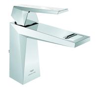 Grohe Allure Brilliant Private Collection Mitigeur monocommandé pour lavabo, M-Size, bec 96mm, White Attica Caesarstone, vidage à tirette, 24398000, Couleur: chrome