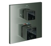 Grohe Allure Brilliant Private Collection Mitigeur thermostatique de douche, Vanilla Noir Ceasarstone, inverseur 2 voies, montage encastré, 24430AL0, Couleur: graphite dur brossé