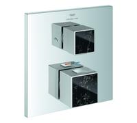 Grohe Allure Brilliant Private Collection Mitigeur thermostatique de douche, Vanilla Noir Ceasarstone, inverseur 2 voies, montage encastré, 24430000, Couleur: chrome
