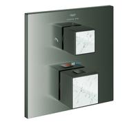 Grohe Allure Brilliant Private Collection Mitigeur thermostatique de douche, White Attica Ceasarstone, inverseur 2 voies, montage encastré, 24429AL0, Couleur: graphite dur brossé