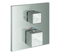 Grohe Allure Brilliant Private Collection Mitigeur thermostatique de douche, White Attica Ceasarstone, inverseur 2 voies, montage encastré, 24429DC0, Couleur: acier super