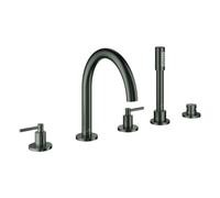 Grohe Atrio, combiné de bain 5 trous, saillie 230mm, avec set de douche, poignées manettes, 29407AL0, Couleur: graphite dur brossé